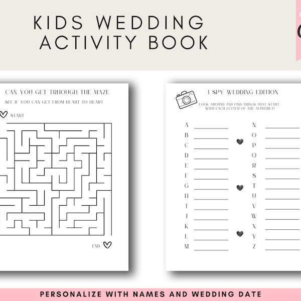 Wedding Activity Book Canva Template, Wedding Day Activity Book, Wedding Activity Book Digital Download for Children and Kids Table Favors