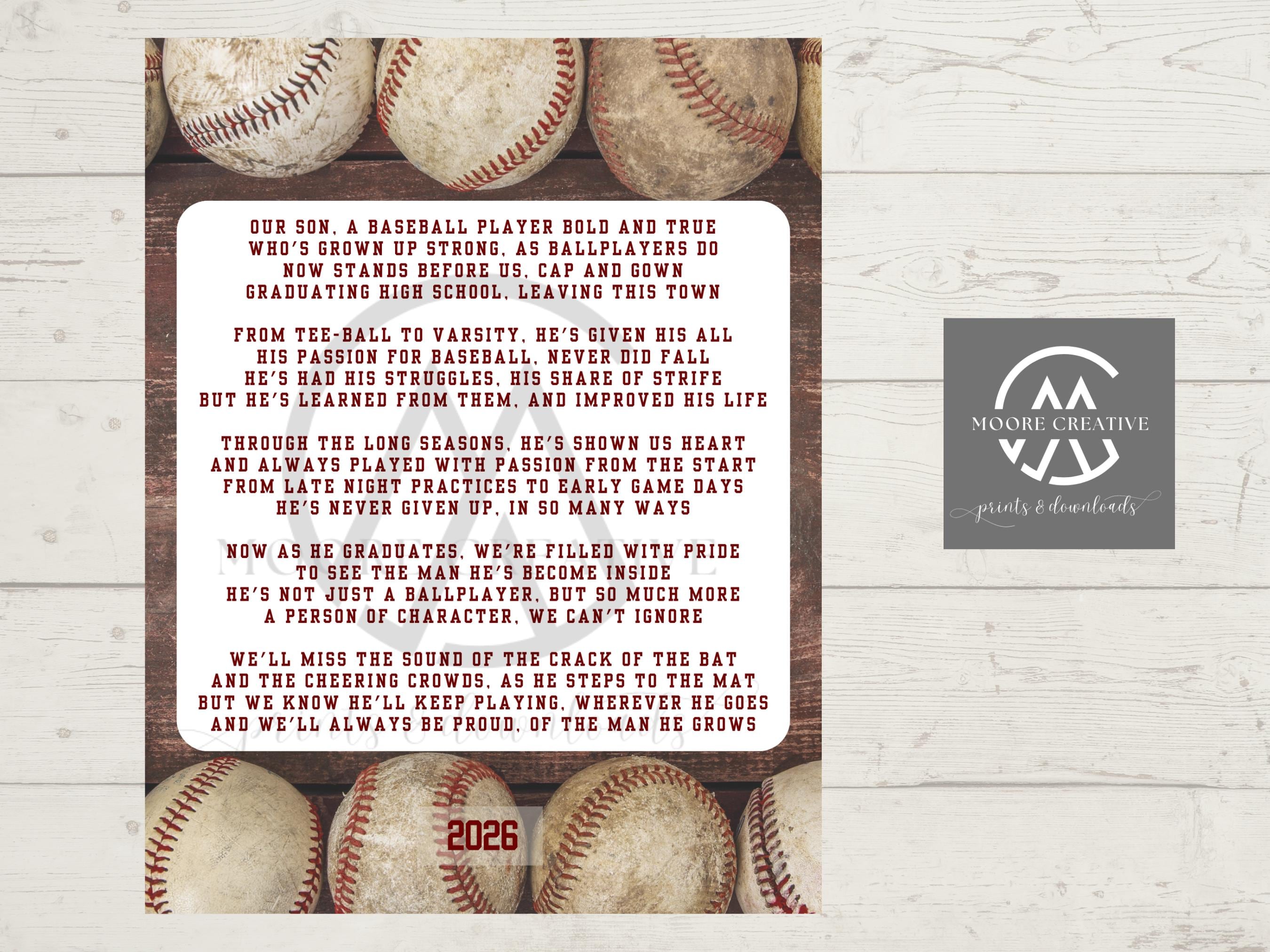 Senior Baseball Gift Idea | Instant Download | Baseball Team Instant ...