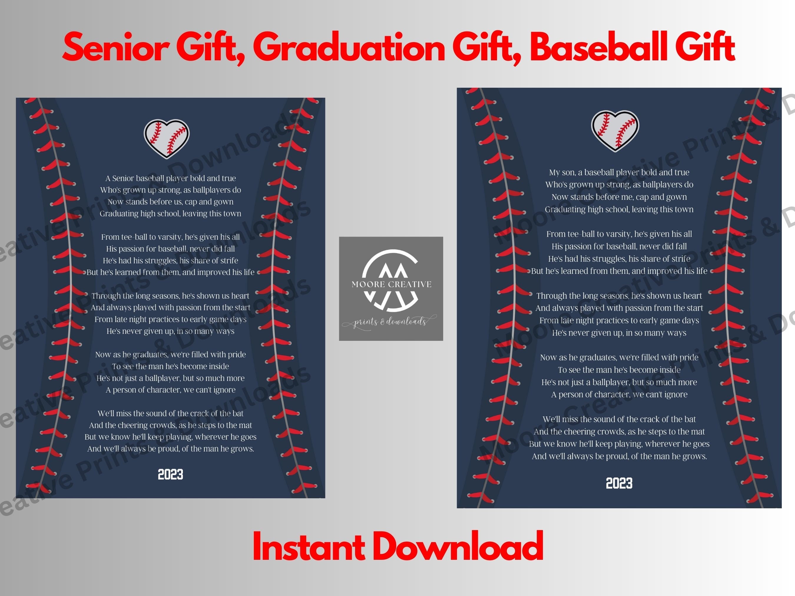 Senior Baseball Graduation Card Instant Download Baseball Etsy