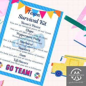 Team Survival Kit Tag | Staff Appreciation Gift Tags | Employee Emergency Treat Pack Printable | Editable Instant Download | Work Gift Tags