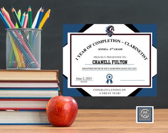 Customized Award Certificate, Awards Certificate, Custom designed End of Year Awards, Student Certificates, Band, High School, Awards