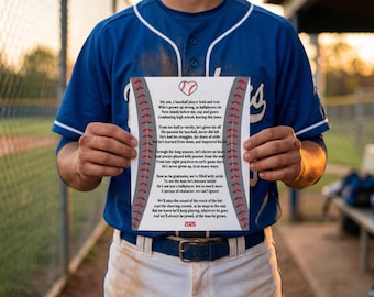 Senior Baseball Team Print Instant Download Baseball Player Quote Sign Gift Senior Gift Baseball Graduation Gift Ideas End of Season Gifts
