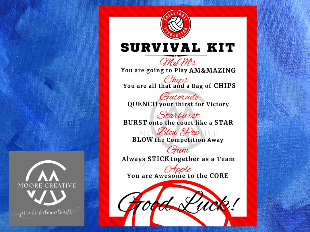 Volleyball Survival Kit Printable Digital Download for Volleyball Team