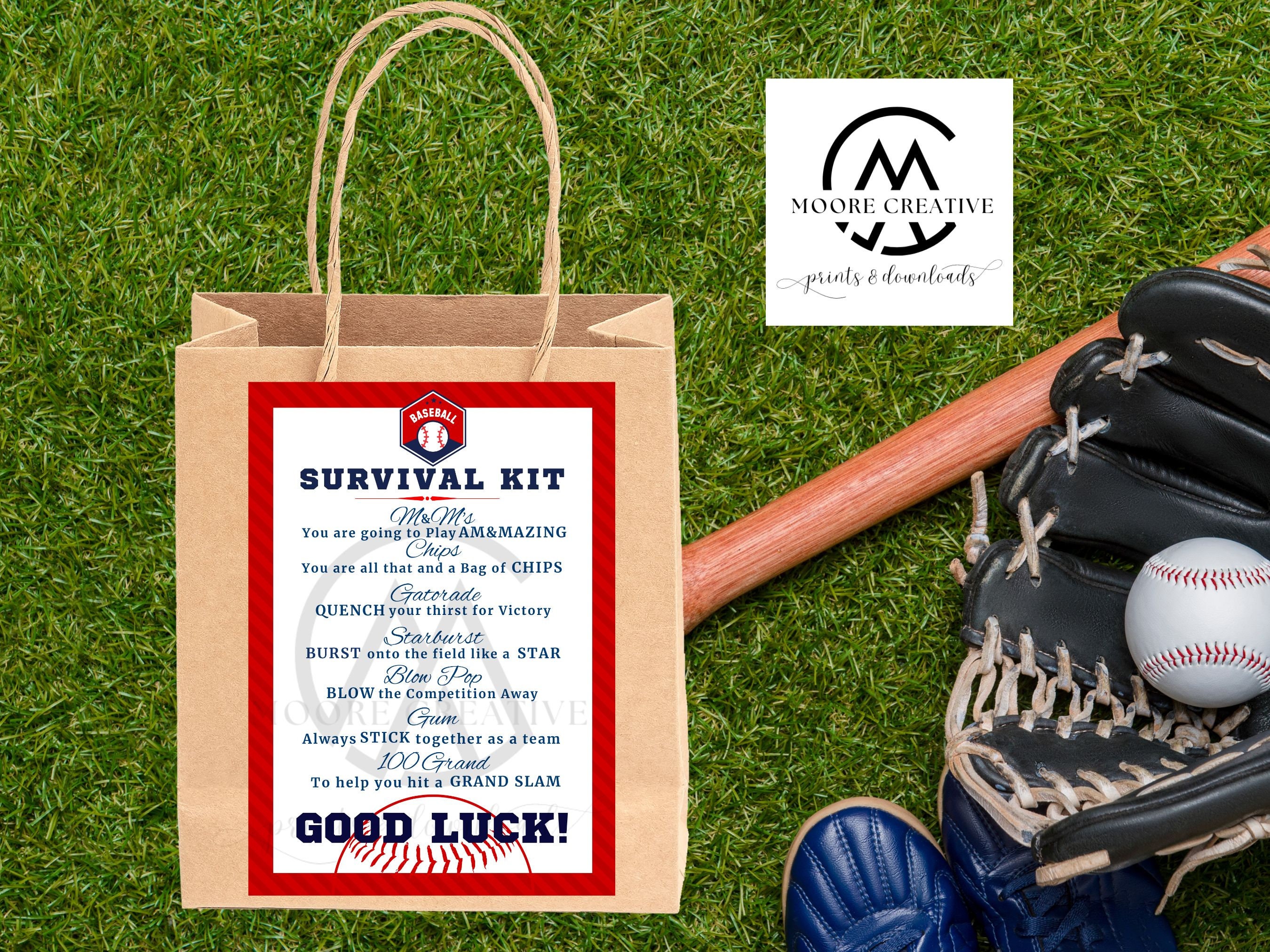 Baseball Survival Kit Baseball Gifts Printable Team Kids School Sports