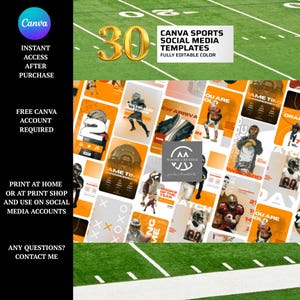 Football Sports Social Media Templates Canva Sports Team Templates Basketball Custom Game Day Graphic Instagram Game Day IG Posts 30 Square