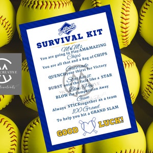 Survival Kit Softball, Softball Tags Survival Kit, Softball Team,Snack Bag Print, Team Game Day Snack Softball Tournaments, Instant Download