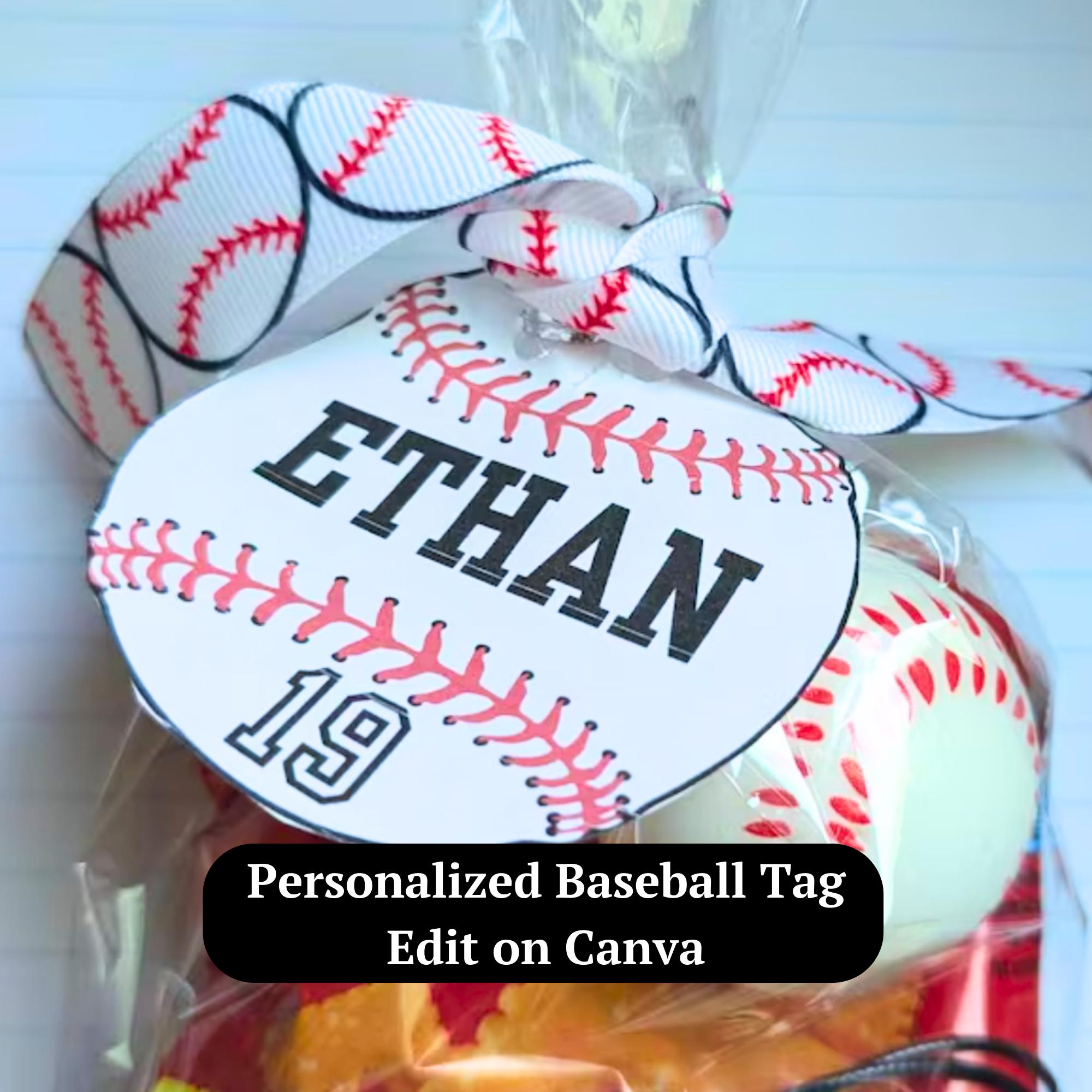 Baseball Name Tag Printable Editable Instant Download 3