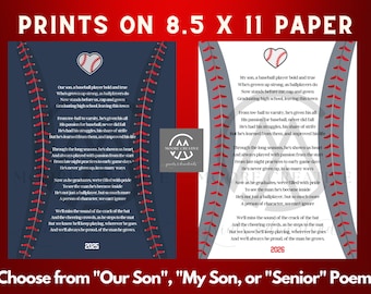 Senior Baseball Gift, Senior Baseball Mom Gift to Son 2025, Custom Baseball Poem, Personalized Baseball Poem Gift, Senior Night Graduation