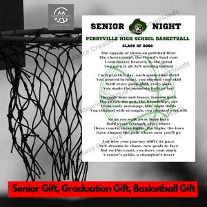 Poemas de regalo para la noche de graduación de baloncesto para imprimir personalizados, ideas de regalos para la noche de graduación, poemas de baloncesto, banquete de fin de temporada, graduación, baloncesto