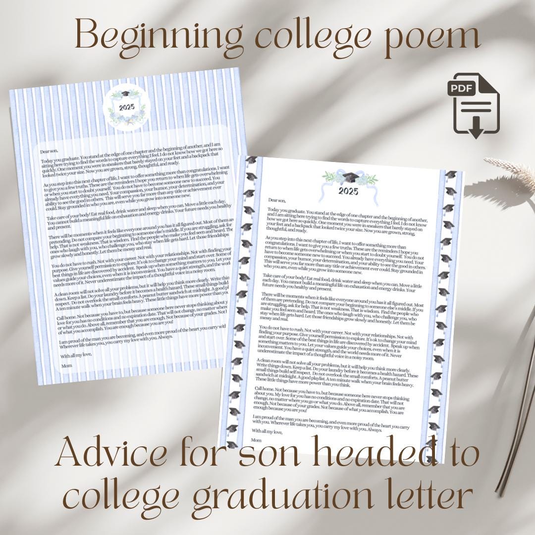 2025 Graduation Party Letter From Mom to Son, Class of 2025 Grad Party ...