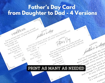 Dad Daughter Father's Day Card, Fathers Day Poem Daughter, Fathers Day Card From Daughter Fathers Day Card Daughter Daddy's Dad Little Girl