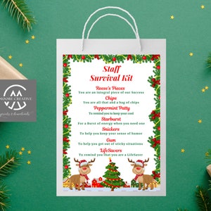 Christmas Survival Kit Printable Staff Christmas Gift Team Appreciation
