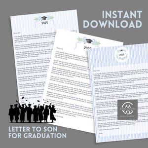2025 Graduation Party Letter from Mom to Son, Class of 2025 Grad Party Advice, Graduation Advice Letter High School Gift, Gift for Son Grad