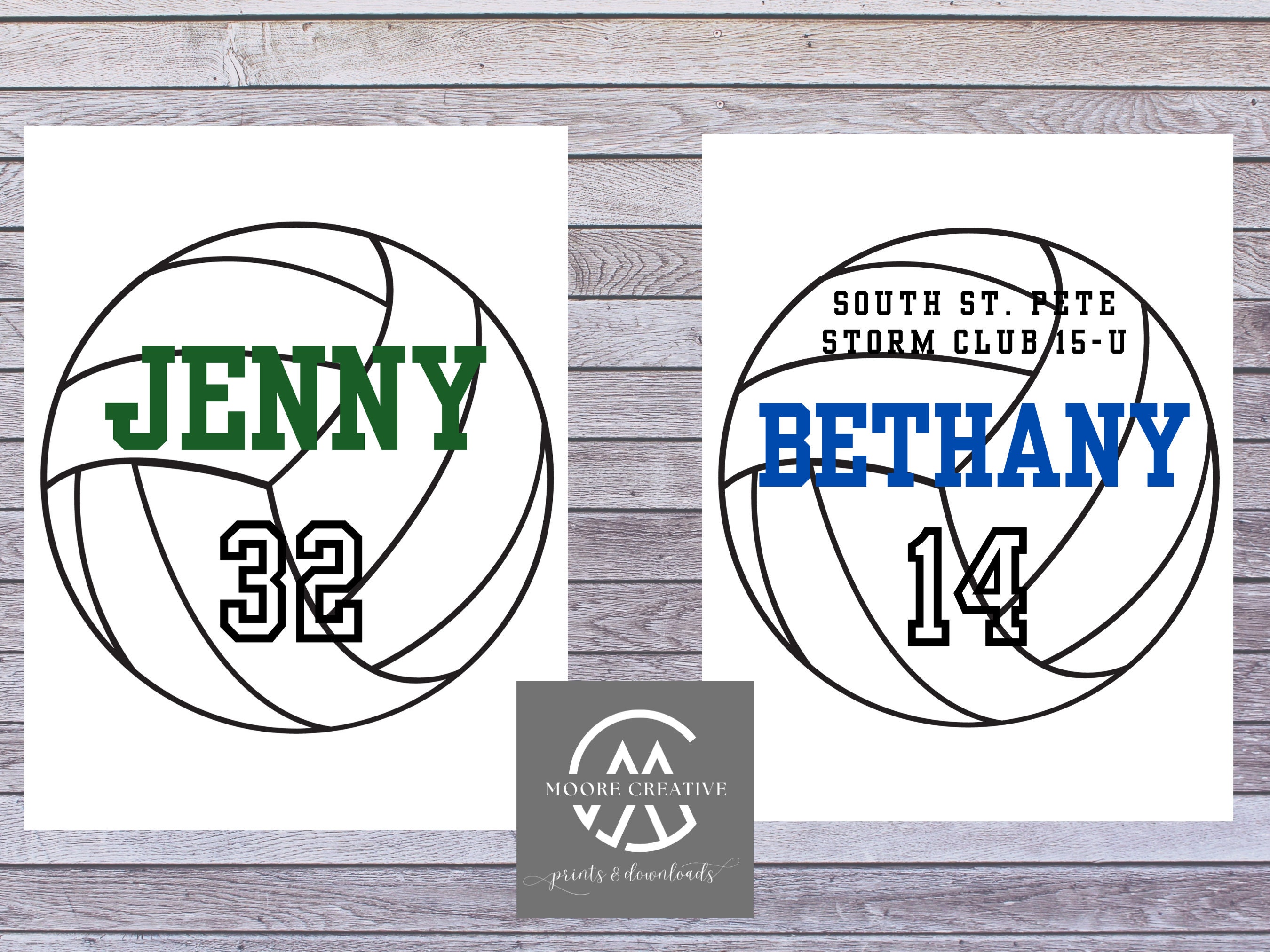 Volleyball PNG SVG 8 Volleyballs Editable Names and Player Numbers