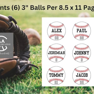 DOWNLOAD IMMEDIATO Etichette personalizzate da baseball da 3 pollici - Modifica nel modello Canva Etichette personalizzate da baseball da 3 pollici 7 diverse etichette personalizzate da baseball
