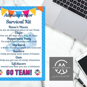 Kit de supervivencia del asistente administrativo, etiquetas de regalo del asistente administrativo, día de los profesionales administrativos, administrador, día de las secretarias, regalo del asistente administrativo