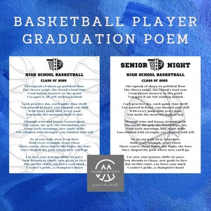 Poemas imprimibles para regalar a los estudiantes de último año de baloncesto, cartas para la noche de graduación de mamá, papá y padres, poemas de baloncesto, banquete de fin de temporada, graduación