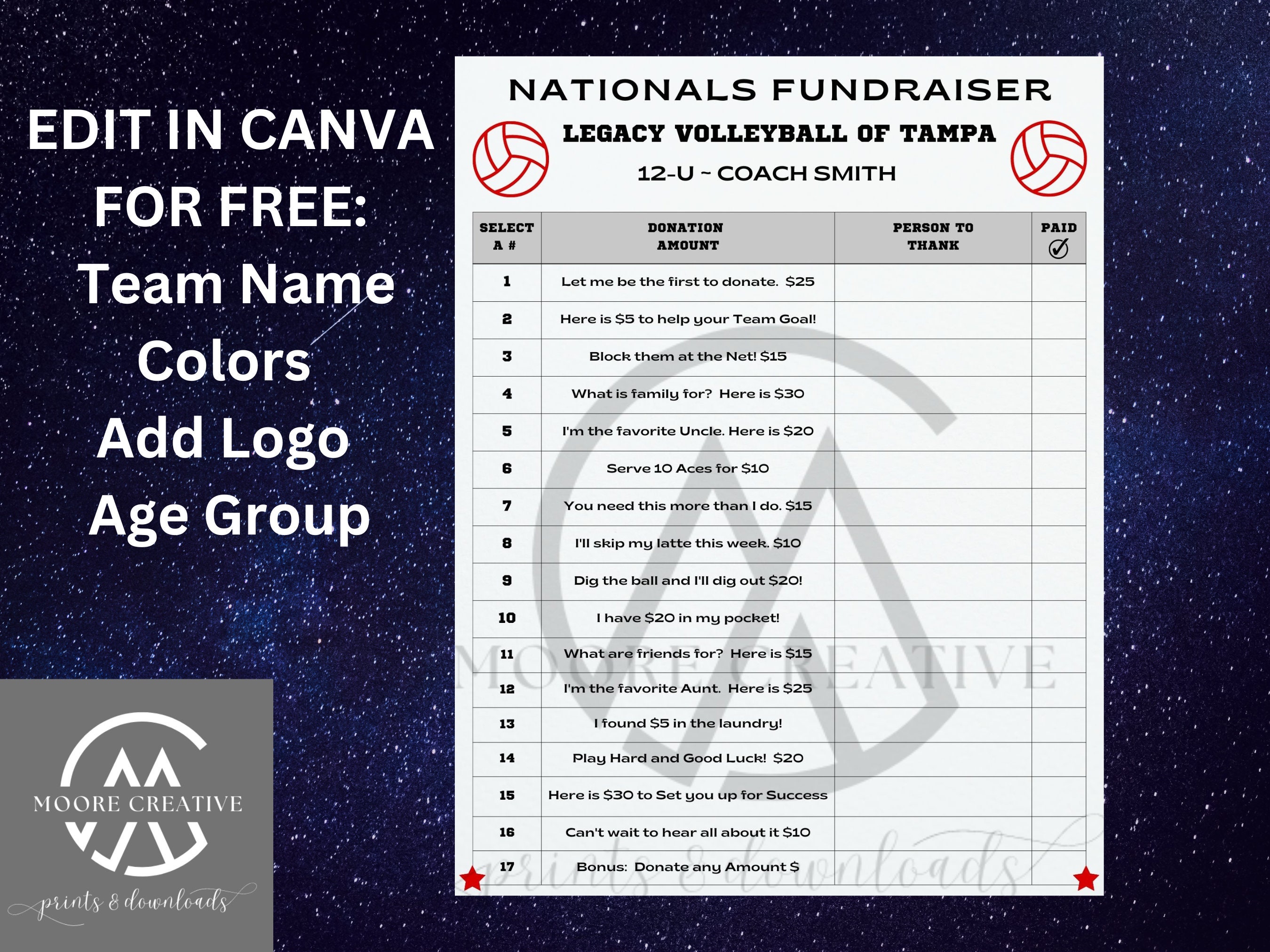 Editable Volleyball Fundraiser Flyer Template, Sport Fundraiser, Canva