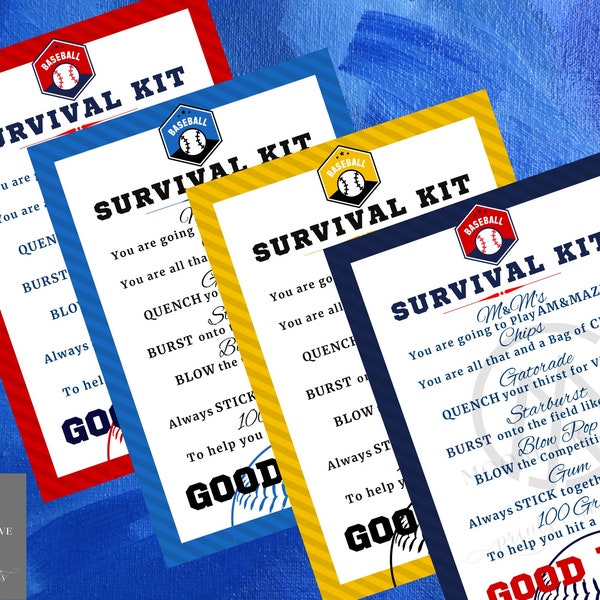 Baseball Survival Kit | Baseball Gifts | Printable | Team Kids School Sports | Gift Tag | Instant Access | Team Mom | Baseball Team Gift