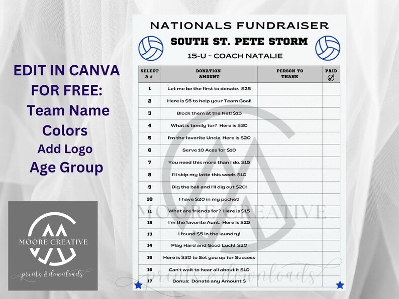 Editable Volleyball Fundraiser Flyer Template, Sport Fundraiser, Canva