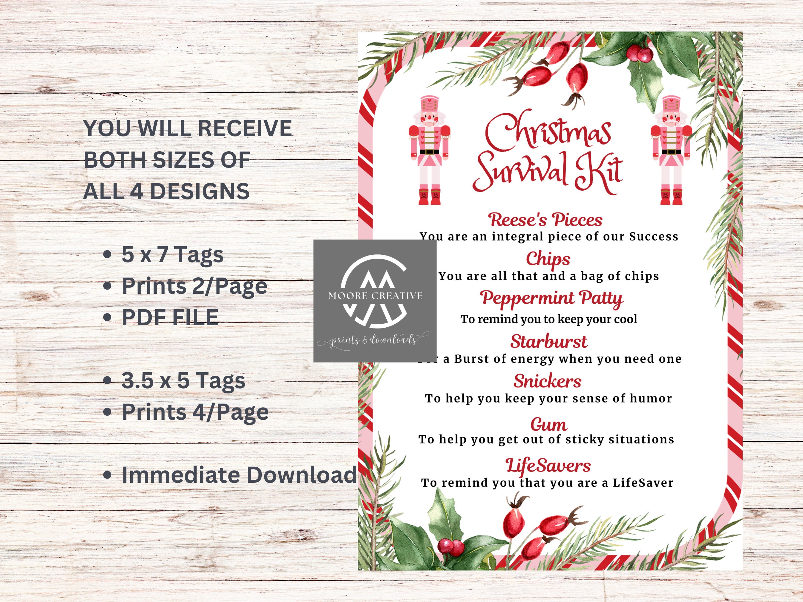 Christmas Survival Kit Printable Team Survival Kit Holiday Survival Kit  Goody Bags Employee Staff Appreciation Instant Download 
