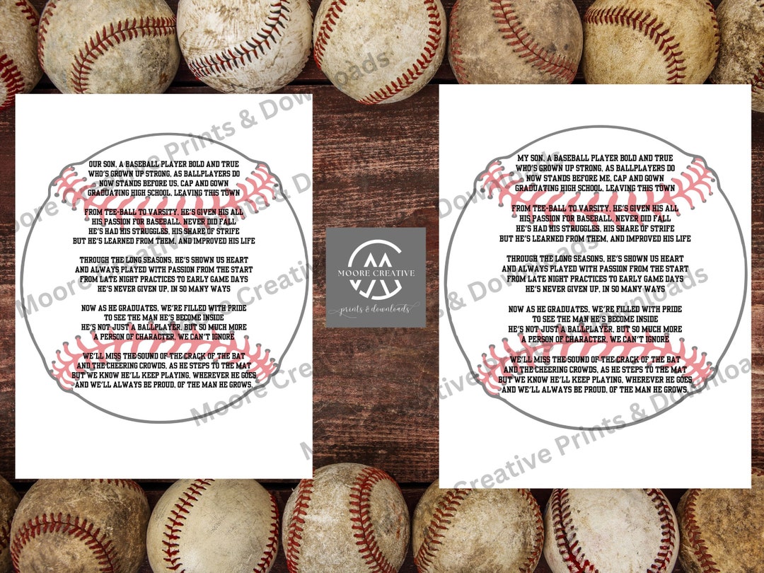 Baseball Graduation Gift Senior Baseball Gifts Printables High School