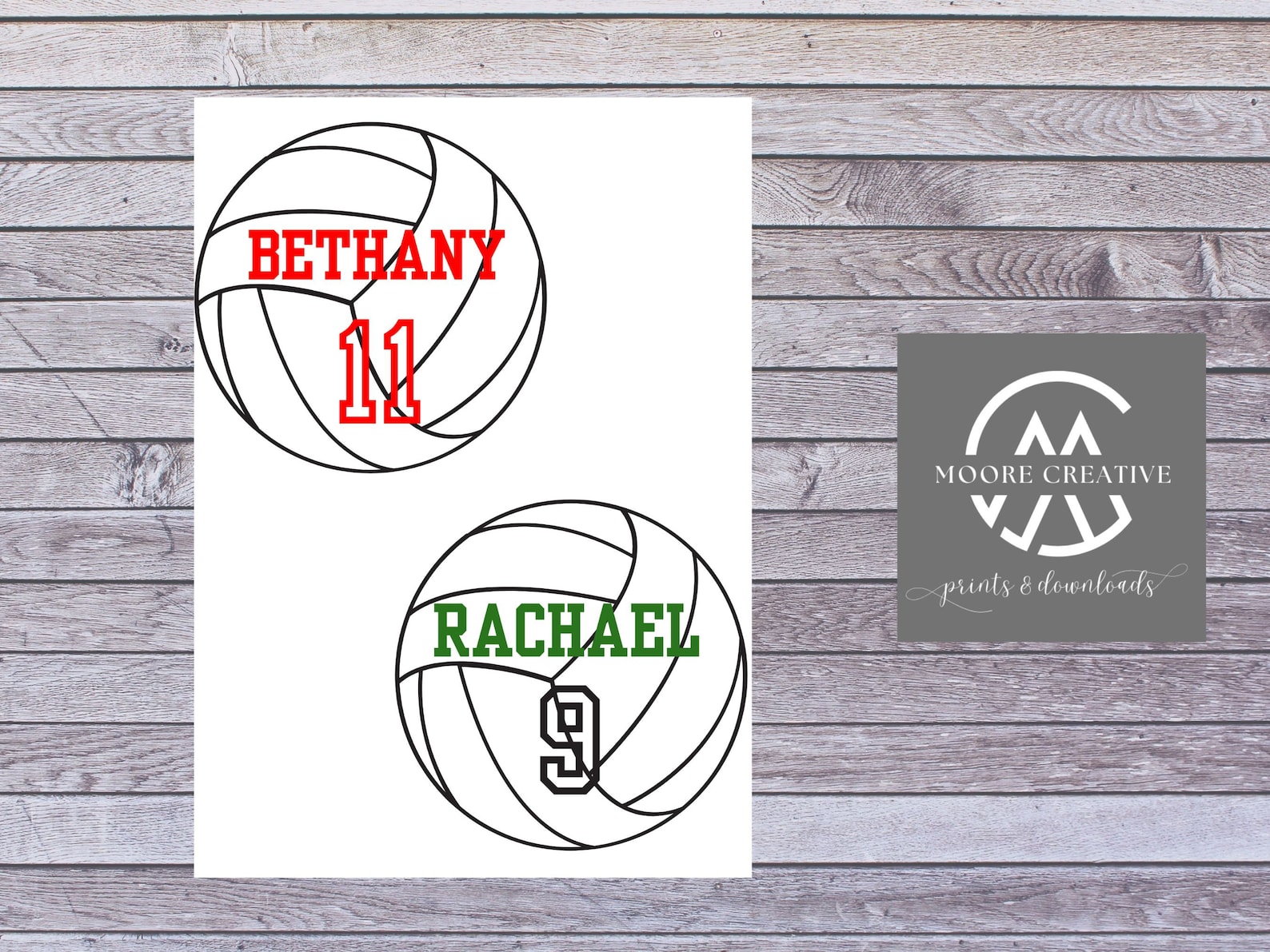 Volleyball Editable Names and Player Numbers 5, DIY Template Printable DIY Print at Home