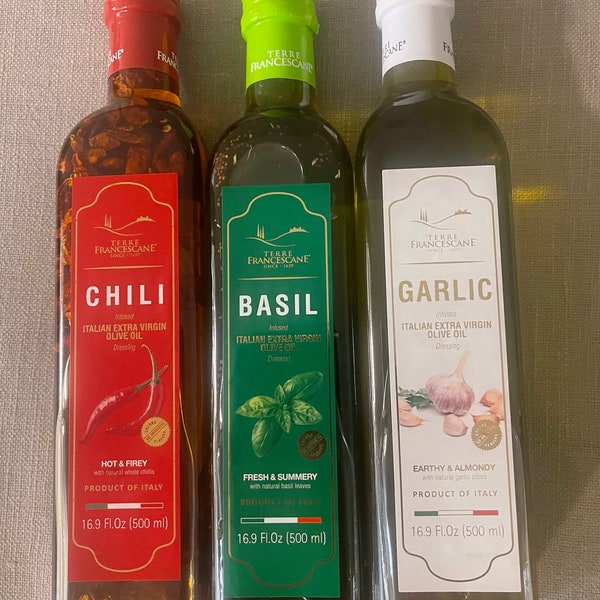 Italian Collection, 3X500ml, Chili, Basil and Garlic with extra Virgin Olive Oil
