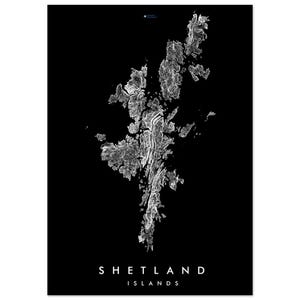 Mapa de contorno de las islas Shetland: póster mate premium A4