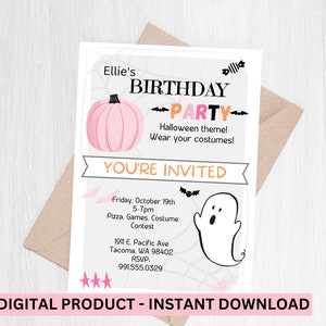 Editable Halloween Invitation Birthday Party Canva, Instant Download ...