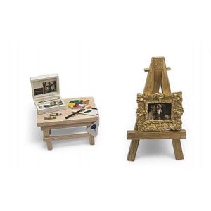Artisan, Painter&#39;s Life.  Comes With Everything Pictured. Table, Paint Box Supplies, Easel and Painting. Made in the USA.