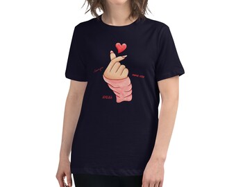 Coeur de doigt coréen - T-shirt coupe relax pour femmes