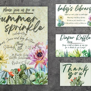 Summer sprinkle baby shower invitation digital download editable template bright and fun