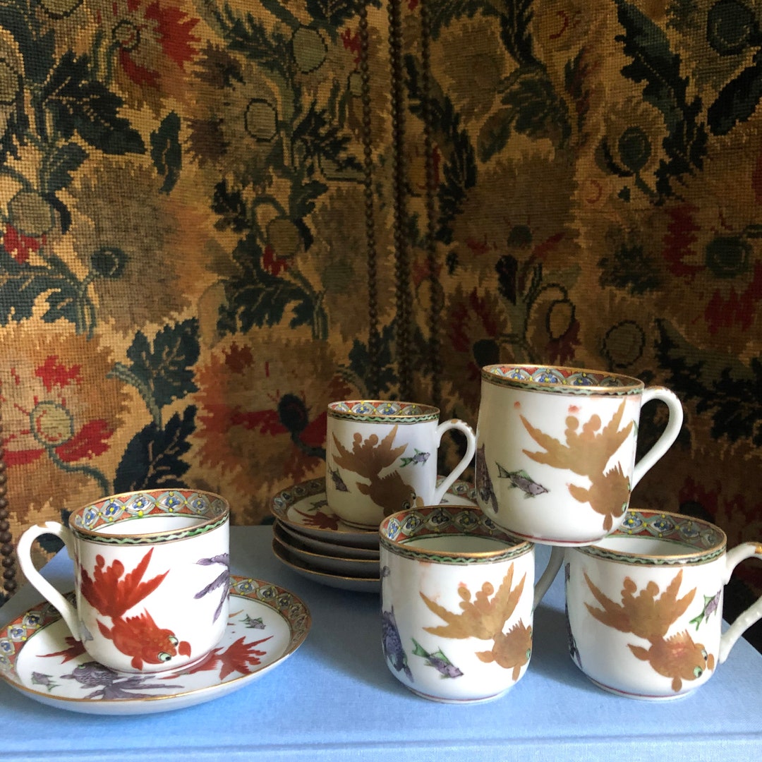 Set of Six Chinese Bone China Demitasse Cups and Saucers Etsy