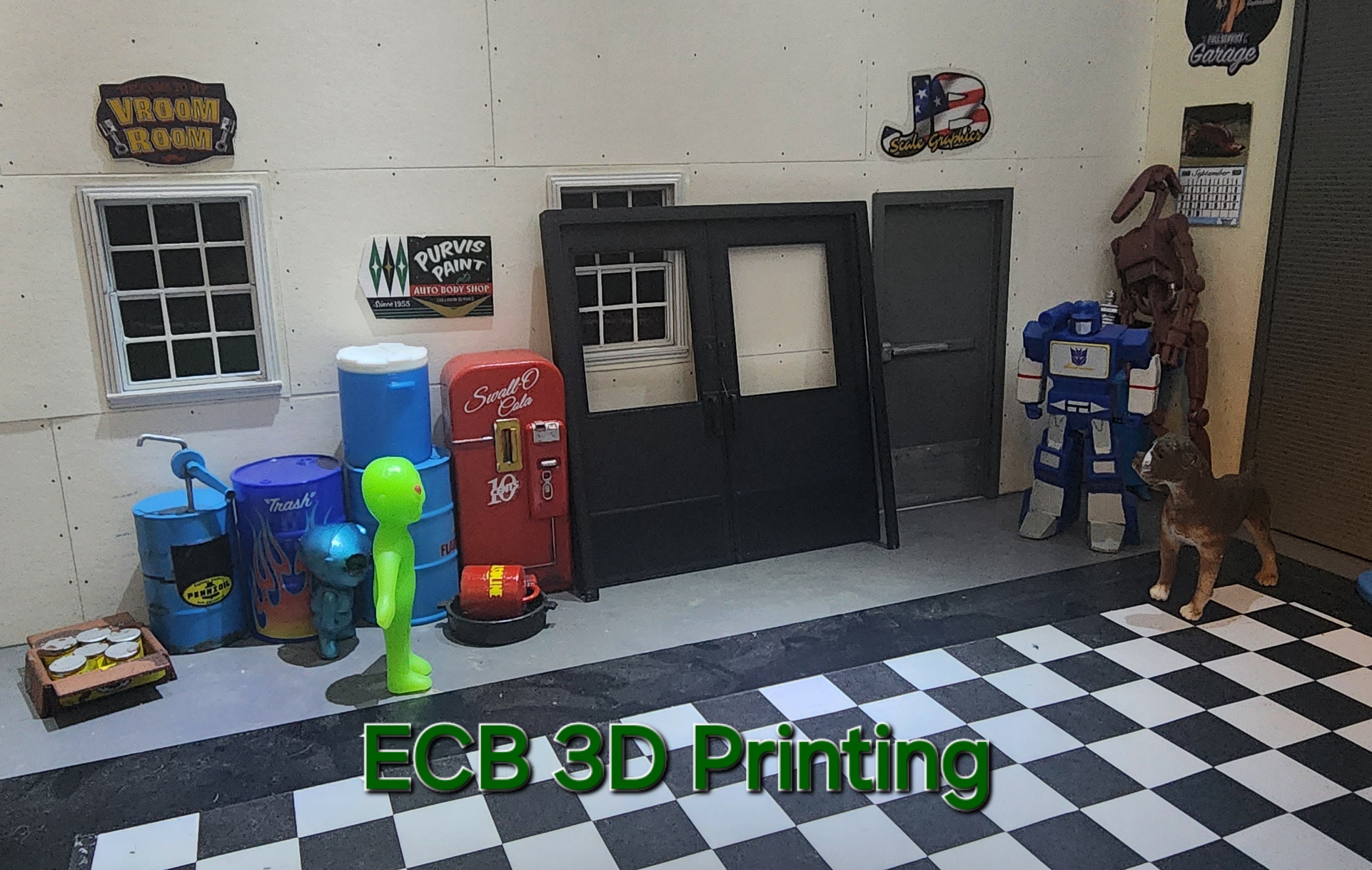 1/24 or 1/25 Scale Double Industrial Doors For Garage or House Dioramas, G Scale