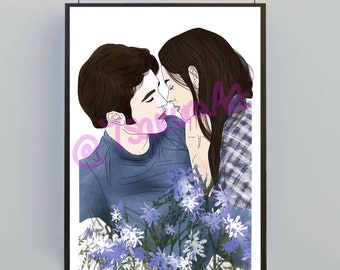 Twilight inspired art print, Edward Cullen and Bella Swan poster Twilight merch, Robert Pattinson Poster Kristen Stewart Poster