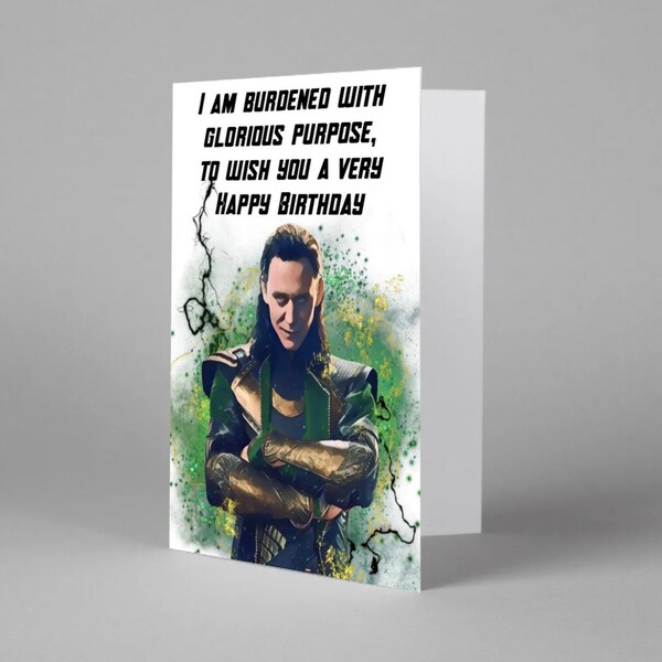 Loki inspired Birthday card, Tom Hiddleston inspired Birthday card Loki art print Loki fans gift merch