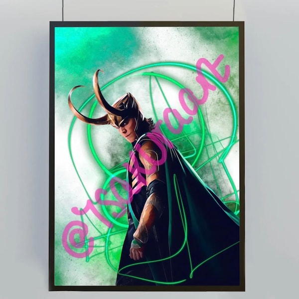 Loki inspired art print, Tom Hiddleston inspired art print Loki poster Loki fans gift merch