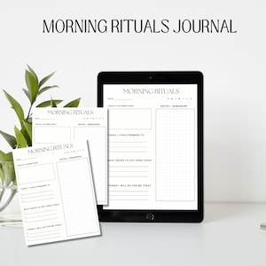 Morning Ritual Planner, minimalist, daily gratitude diary, wellness diary, pdf refill, undated, Morning Routine