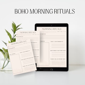 Boho self care journal, wellness journal, Printable template, digital download, wellness routine , self care planner, pdf
