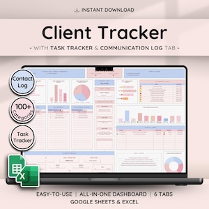 Client & Task Tracker Business Planner Spreadsheet | Communication Log and Lead Tracker for Client Management | Google Sheets