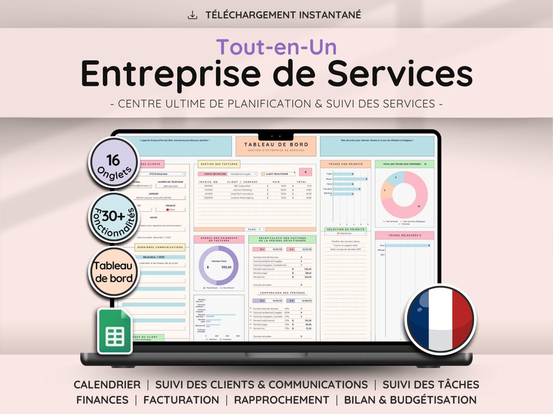 Bookkeeper Version Control Example Small Business CRM & Bookkeeping Dashboard for Google Sheets (FRENCH ...