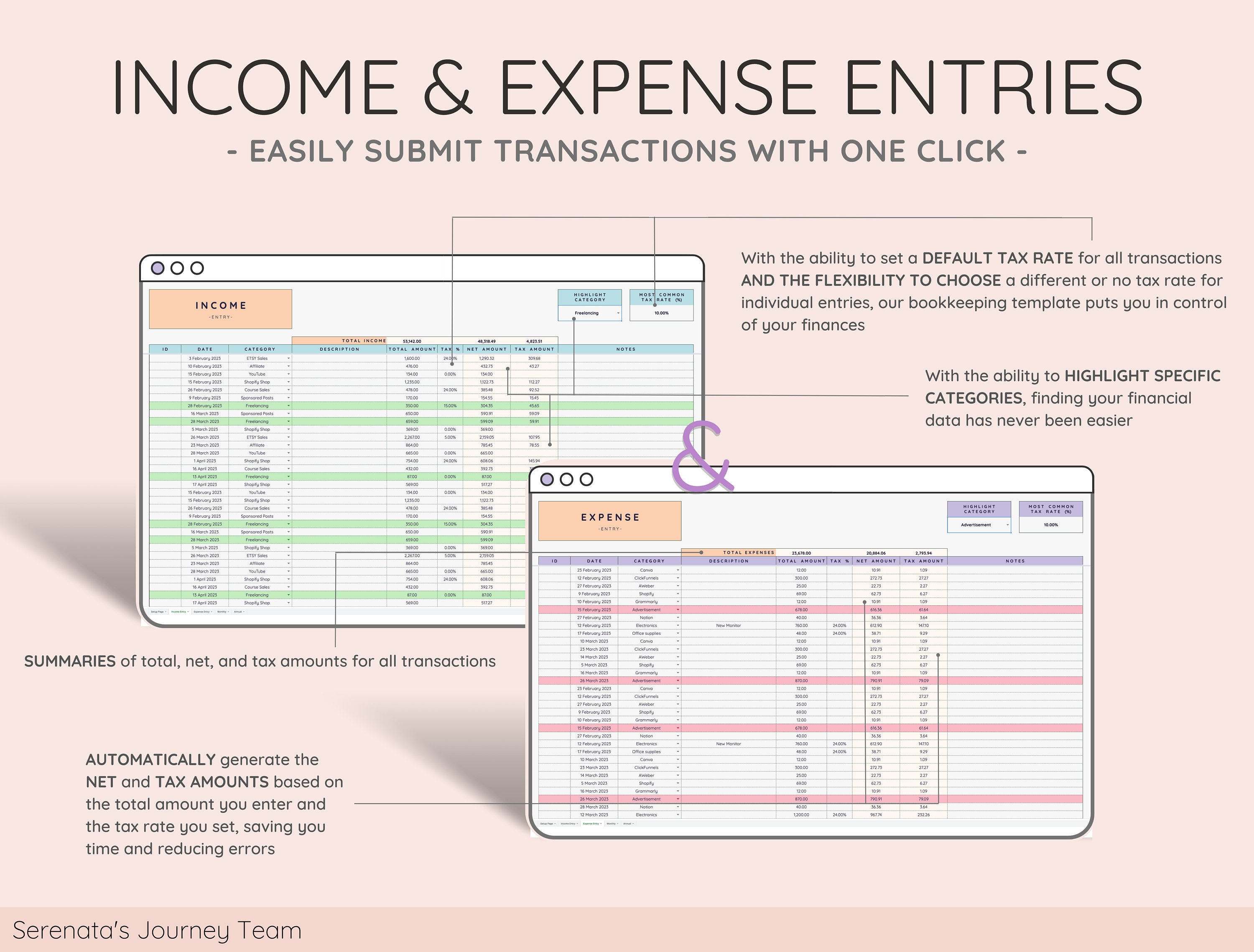 Easy Bookkeeping Template for Small Business Excel Etsy UK