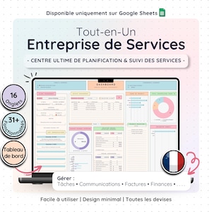 Tableau de bord CRM et comptabilité pour petites entreprises pour Google Sheets (VERSION FRANÇAISE)