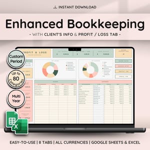Profit Loss Bookkeeping Spreadsheet Google Sheets Excel Small Business Budget Template Client Tracker Tax Planner Income Expense Accounting