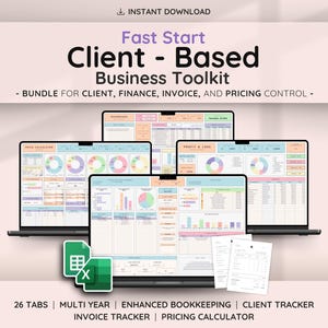 Fast Start Client-Based Business Toolkit | Bookkeeping, Invoice, Pricing & Client Tracker Templates | Small Business Tools
