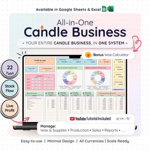 Candle Making Business Template Google Sheets Excel Wax Calculator Production Tracker Inventory Bookkeeping Invoice Small Business