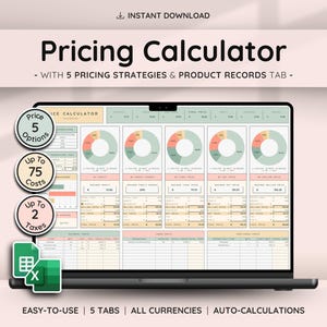 Calculatrice de prix et de bénéfices pour les petites entreprises avec 5 stratégies de tarification et jusqu&#39;à 2 taxes | Guide des prix | Modèle de feuille de calcul de liste de prix