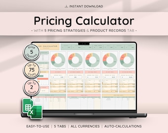 Calculadora de estrategia de precios Google Sheets Excel Plantilla de margen de beneficio para pequeñas empresas Guía de precios de productos Hoja de cálculo de análisis de costos