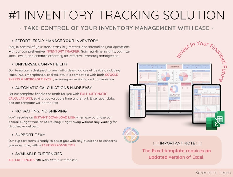 Inventory Tracker Spreadsheet Google Sheets Excel Stock Management Template Product Materials Small Business Warehouse Organizer image 8